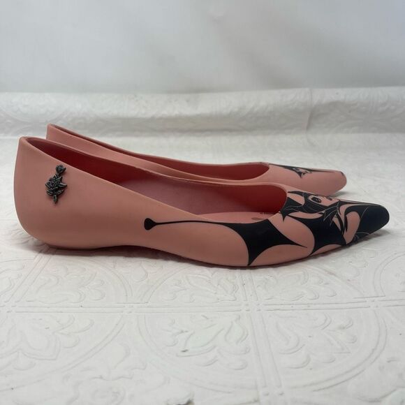 Melissa x Disney Villains Pink Black Maleficent Slip On Jelly Flat Shoes Size 6 - Picture 3 of 6